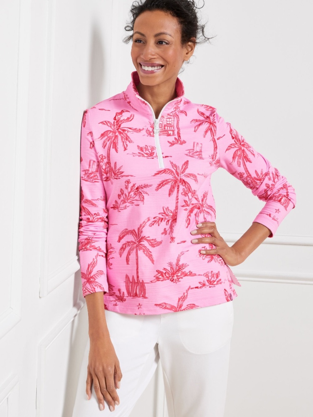 TALBOTS COZY CRUSH HALF-ZIP PULLOVER - BEACH VILLA SIZE 3X EUC